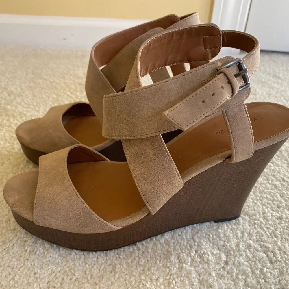INDIGO RD. tan suede strappy platform sandals, 4